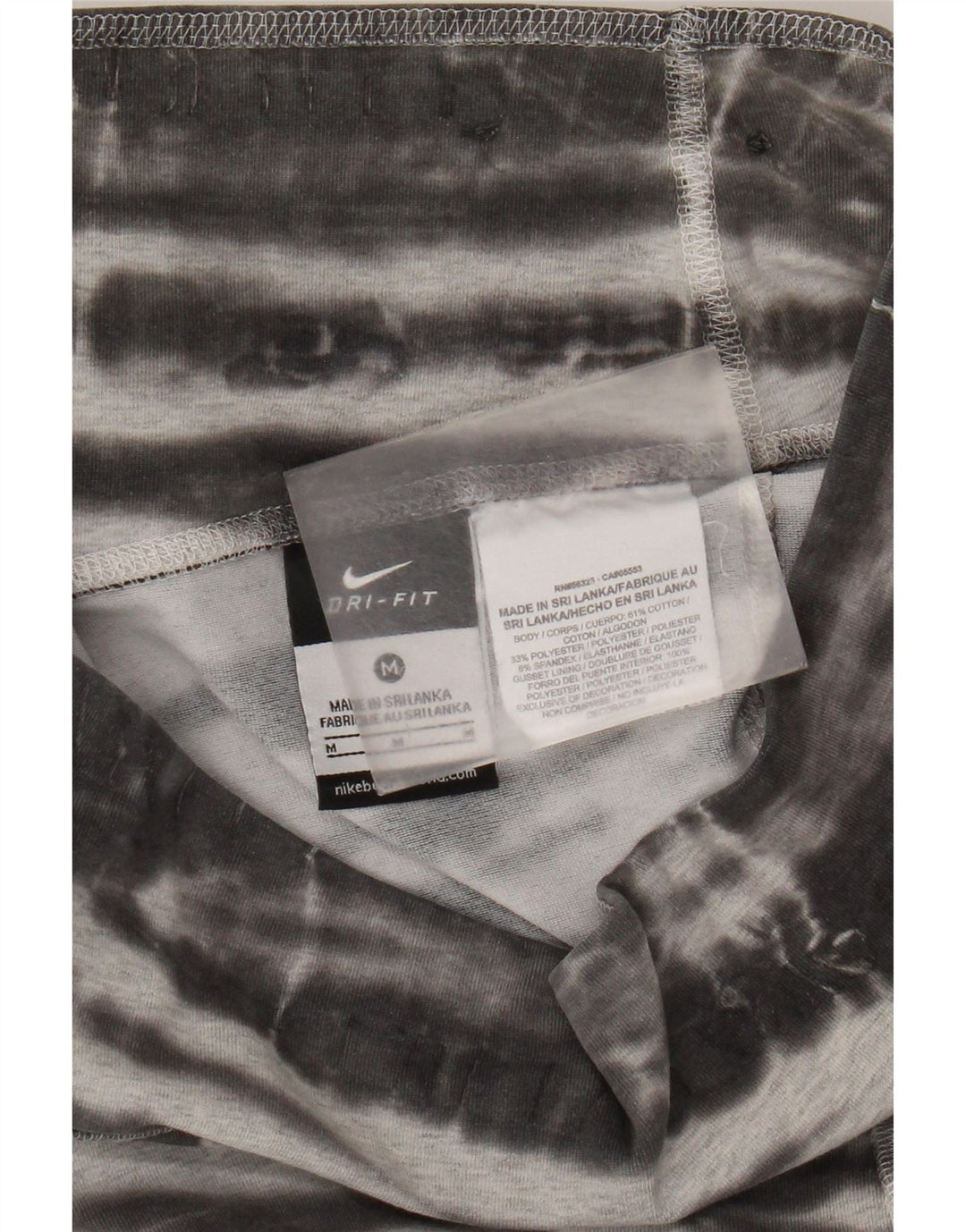Nike Womens Capri Leggings UK 14 Medium Grey Tie Dye Cotton