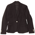 Zara Womens 1 Button Blazer Jacket UK 10 Small Black Cotton
