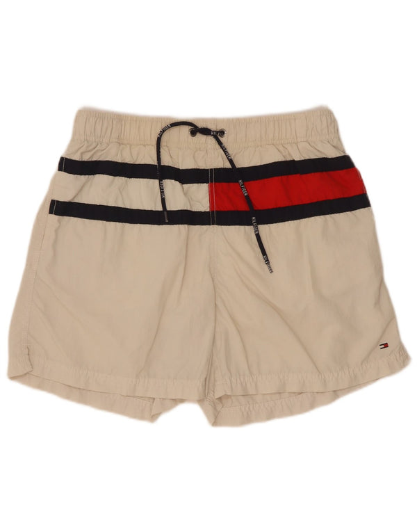 Tommy Hilfiger Mens Swimming Shorts Small Beige Colourblock Polyester