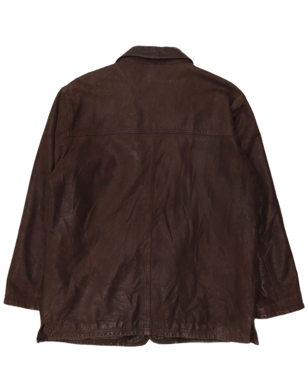 BIKERS Mens 4 Button Leather Blazer Jacket IT 58 4XL Brown Leather