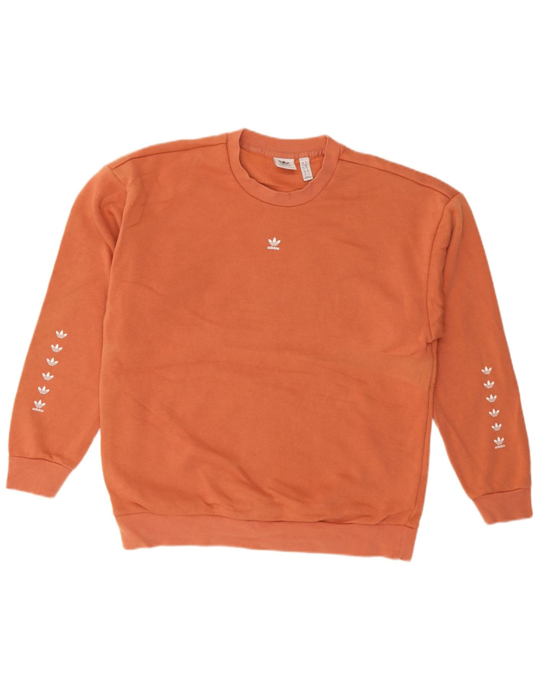 Adidas Womens Graphic Oversized Sweatshirt Jumper UK 10 Small Orange Cotton