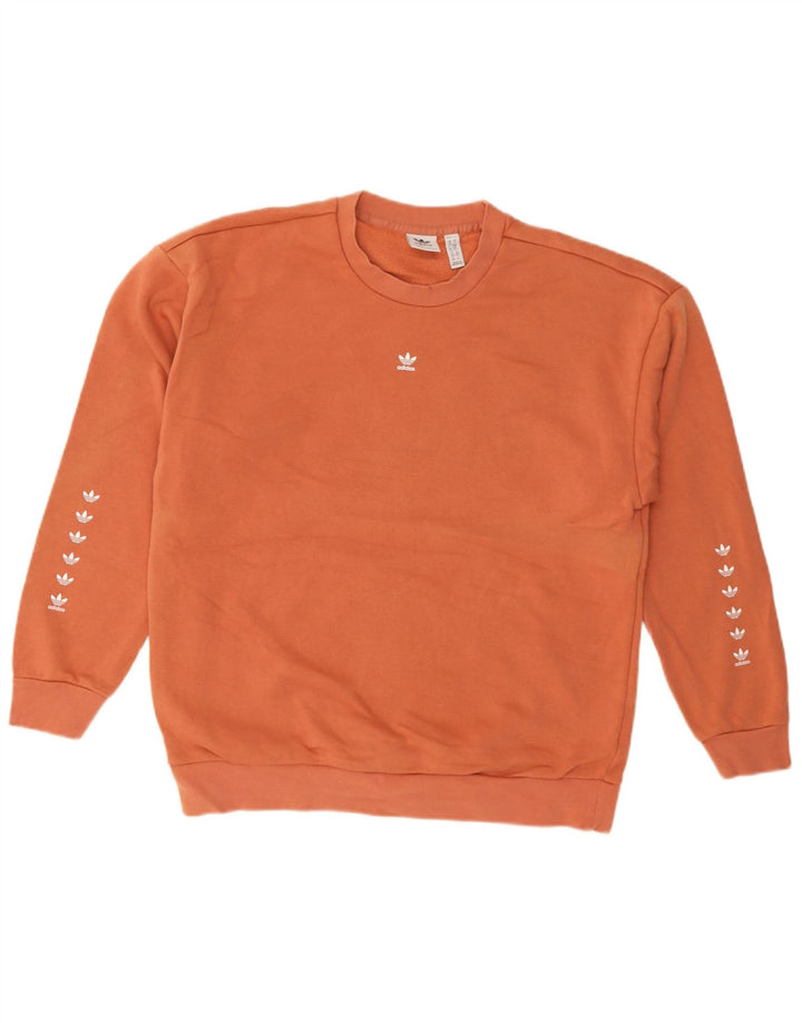 Adidas Womens Graphic Oversized Sweatshirt Jumper UK 10 Small Orange Cotton