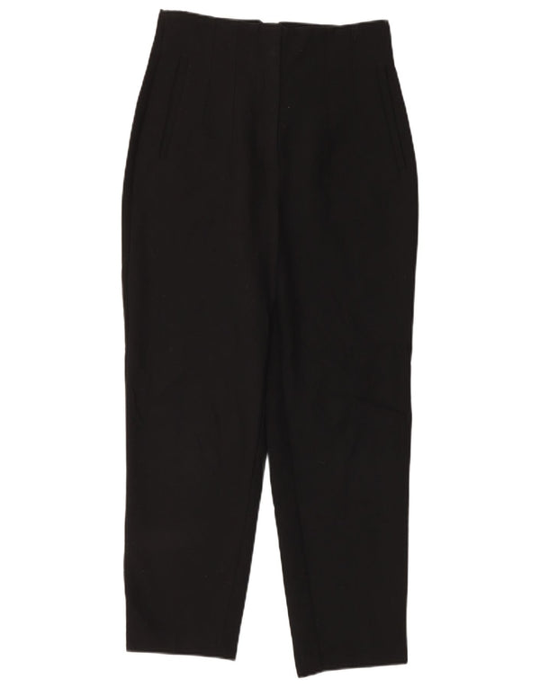 Zara Womens High Waist Tapered Chino Trousers Medium W28 L28 Black