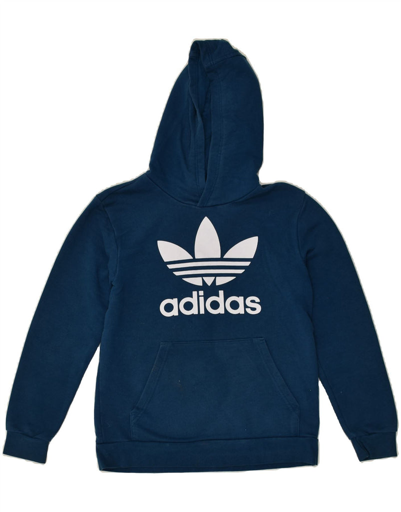 ADIDAS Boys Graphic Hoodie Jumper 11-12 Years Blue Cotton | Vintage Adidas | Thrift | Second-Hand Adidas | Used Clothing | Messina Hembry 