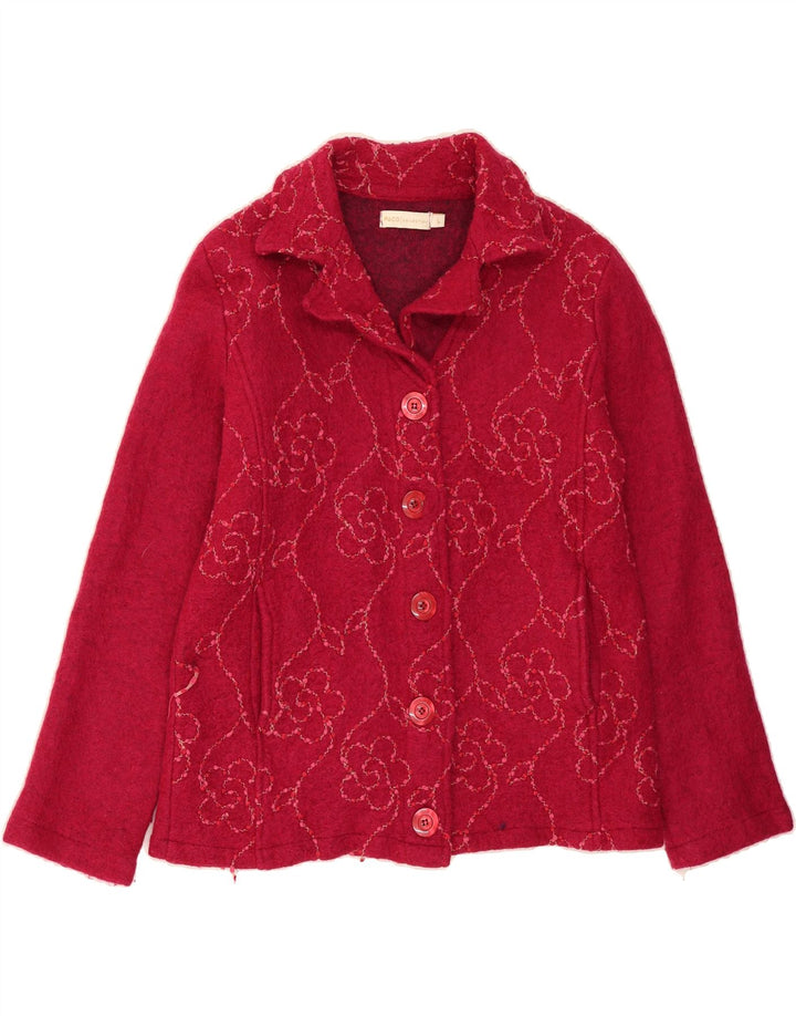 PACO Womens 5 Button Blazer Jacket UK 14 Large Burgundy Floral Wool Vintage Paco and Second-Hand Paco from Messina Hembry 