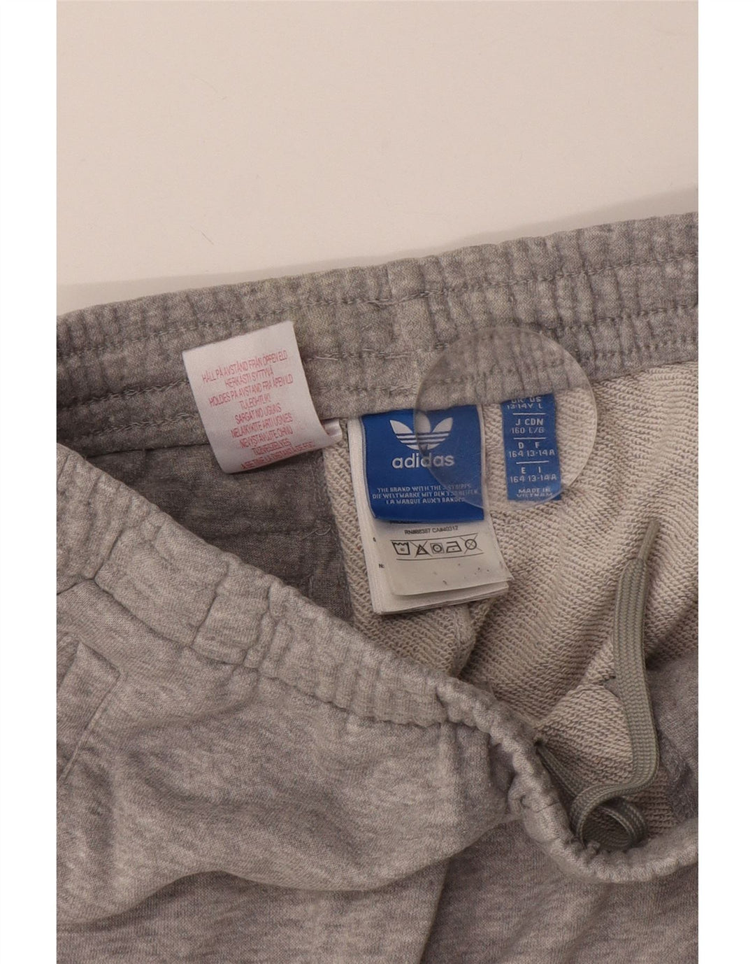 ADIDAS Boys Tracksuit Trousers Joggers 13-14 Years  Grey Cotton