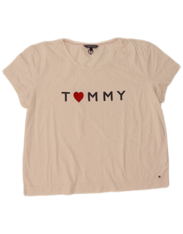 Tommy Hilfiger Womens Graphic T-Shirt Top UK 16 Large White