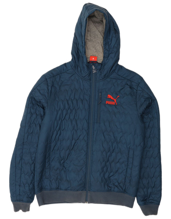 Puma Mens Hooded Quilted Jacket UK 40 Large Navy Blue