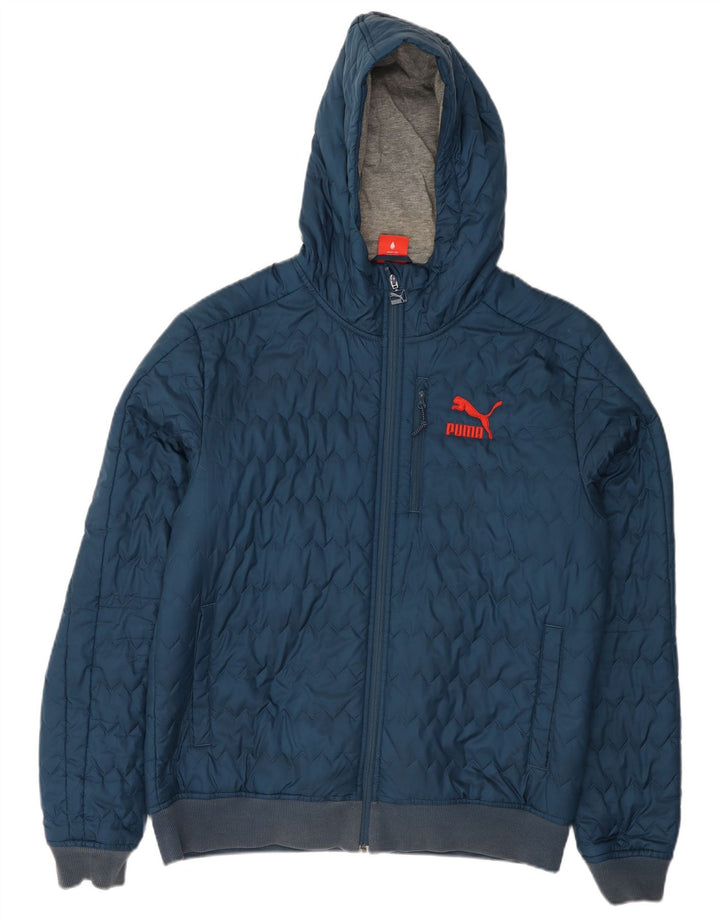 Puma Mens Hooded Quilted Jacket UK 40 Large Navy Blue