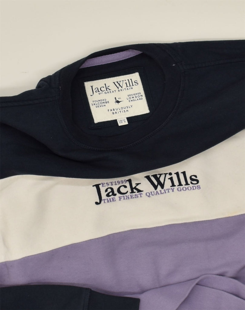 JACK WILLS Womens Graphic Sweatshirt Jumper UK 12 Medium  Purple | Vintage Jack Wills | Thrift | Second-Hand Jack Wills | Used Clothing | Messina Hembry 