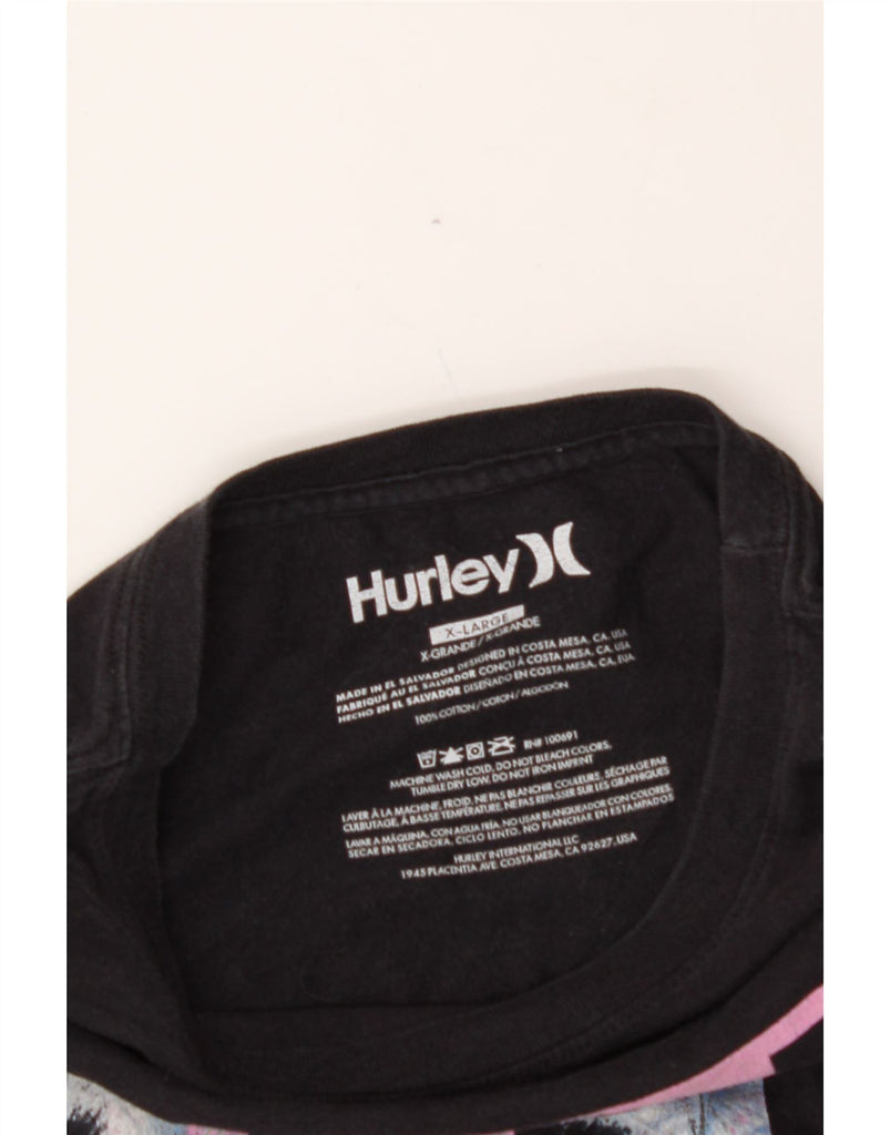 HURLEY Mens Graphic T-Shirt Top XL Black Vintage Hurley and Second-Hand Hurley from Messina Hembry 