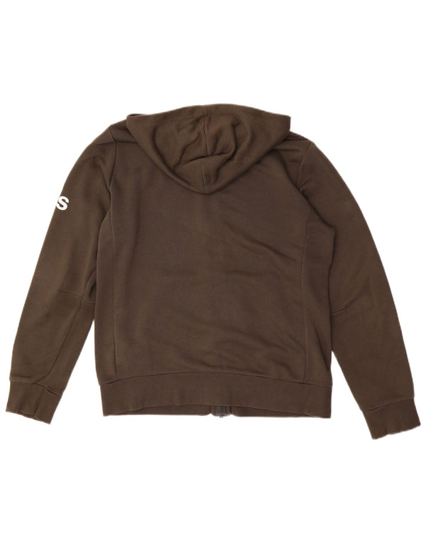 Adidas Boys Graphic Zip Hoodie Sweater 13-14 Years Khaki Cotton