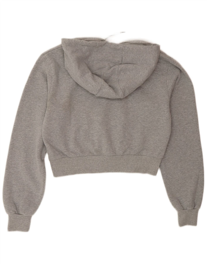 Ellesse Womens Crop Graphic Oversized Hoodie Jumper UK 12 Medium Grey