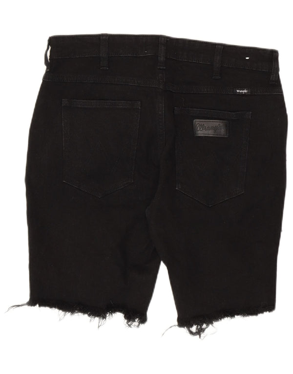 Wrangler Mens Distressed Denim Shorts W32 Medium Black Cotton