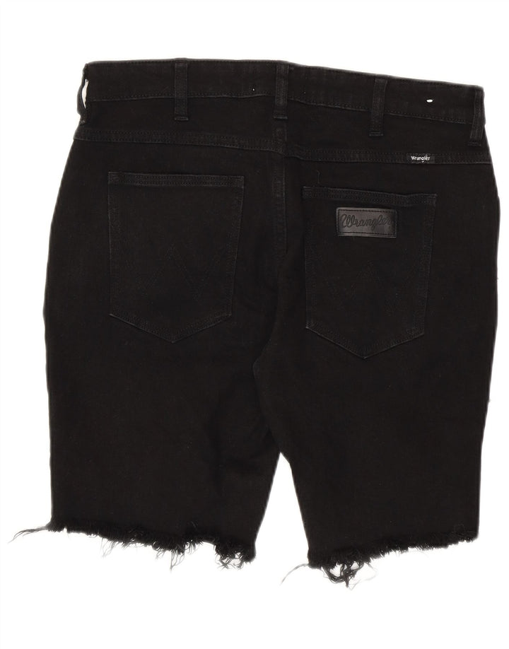 Wrangler Mens Distressed Denim Shorts W32 Medium Black Cotton
