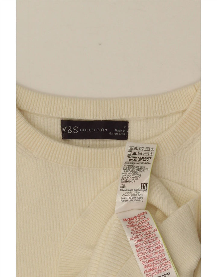 MARKS & SPENCER Womens Crew Neck Jumper Sweater UK 8 Small Beige