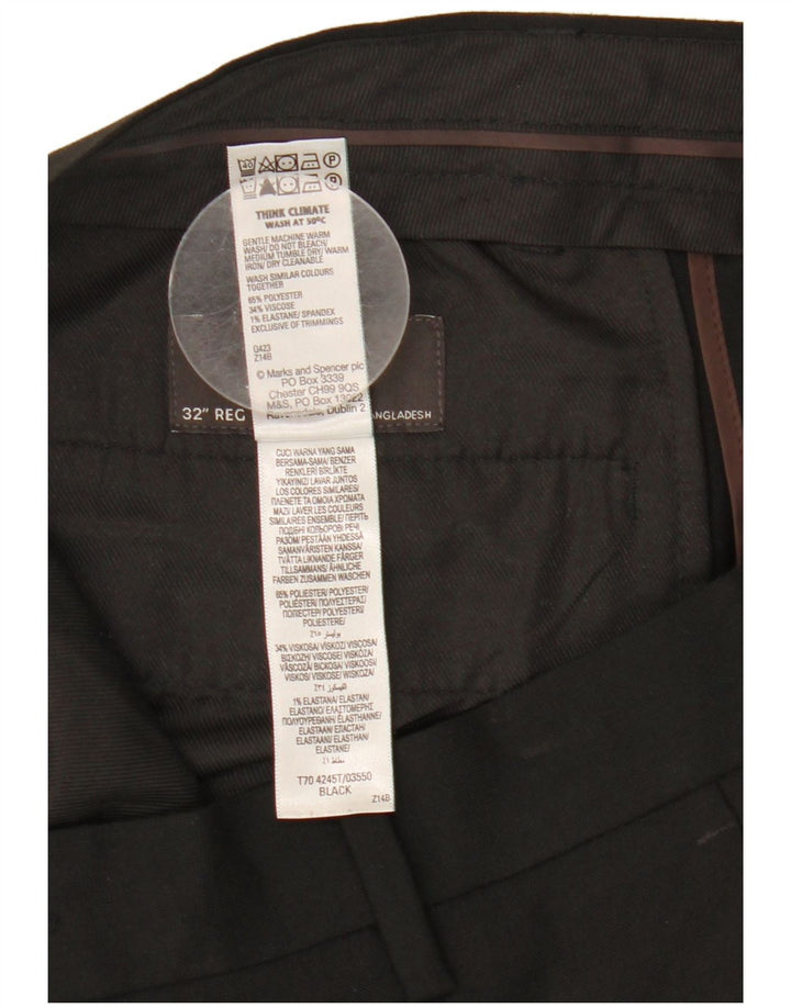 Marks & Spencer Womens Tailored Fit Slim Chino Trousers W32 L30 Black