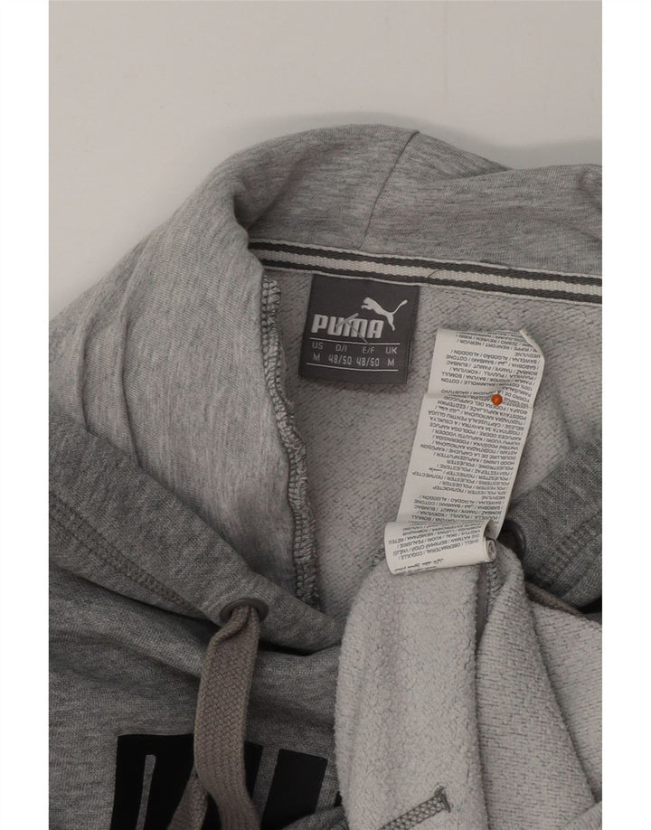 PUMA Mens Graphic Hoodie Jumper Medium Grey Cotton