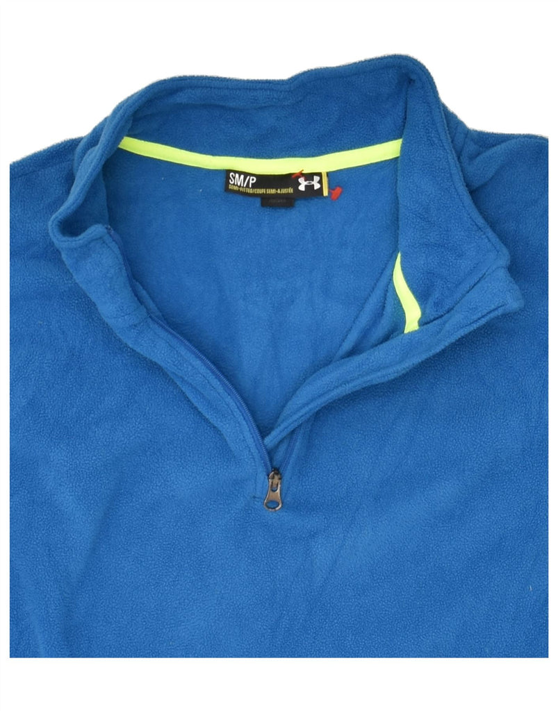 UNDER ARMOUR Mens Zip Neck Fleece Jumper Small Blue Polyester | Vintage Under Armour | Thrift | Second-Hand Under Armour | Used Clothing | Messina Hembry 