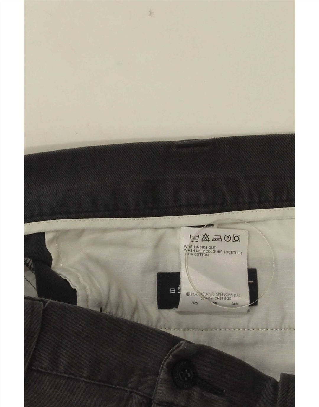 Marks & Spencer Mens Blue Harbour Straight Chino Trousers W34 L33 Grey