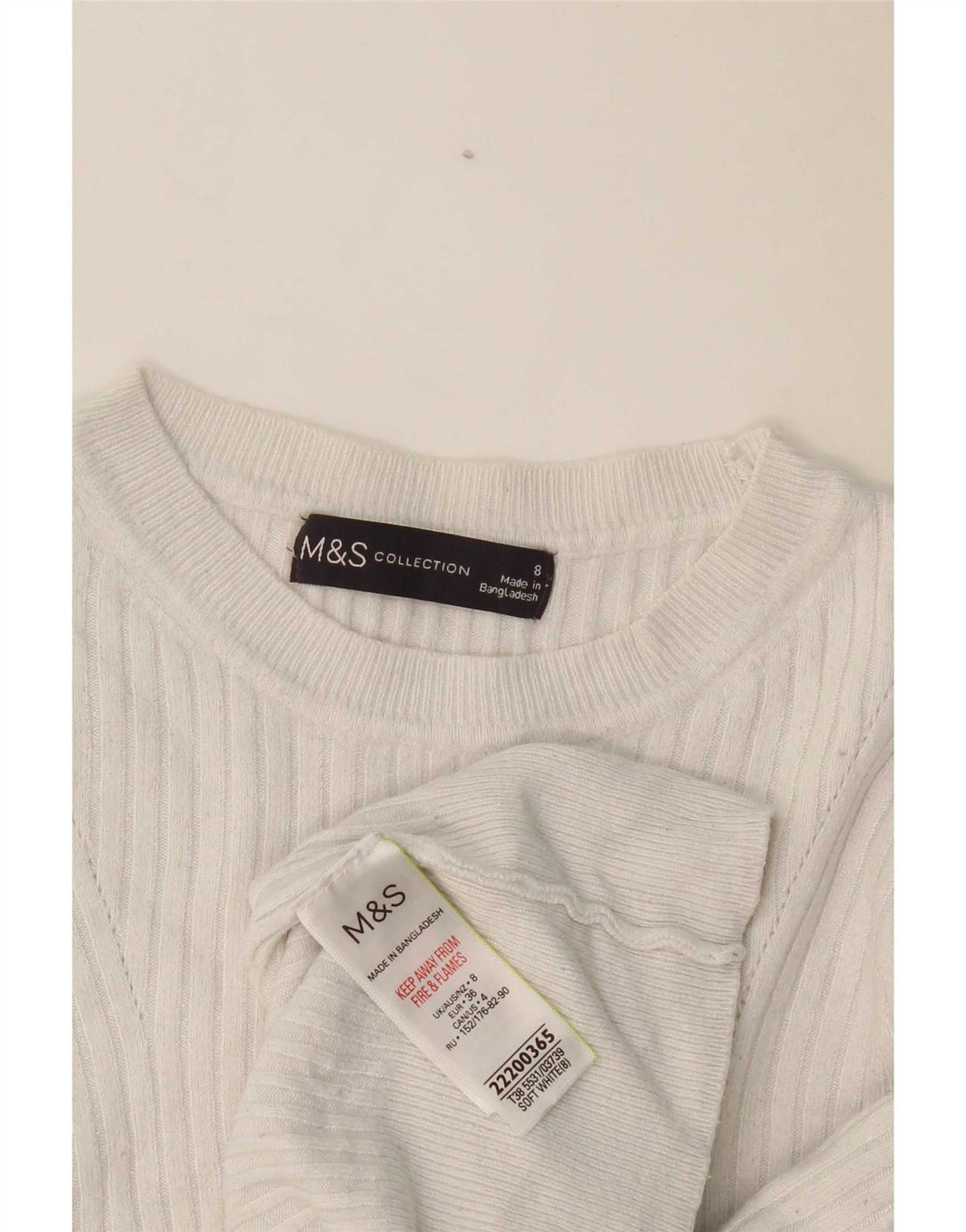 Marks & Spencer Womens Boat Neck Jumper Sweater UK 8 Small White