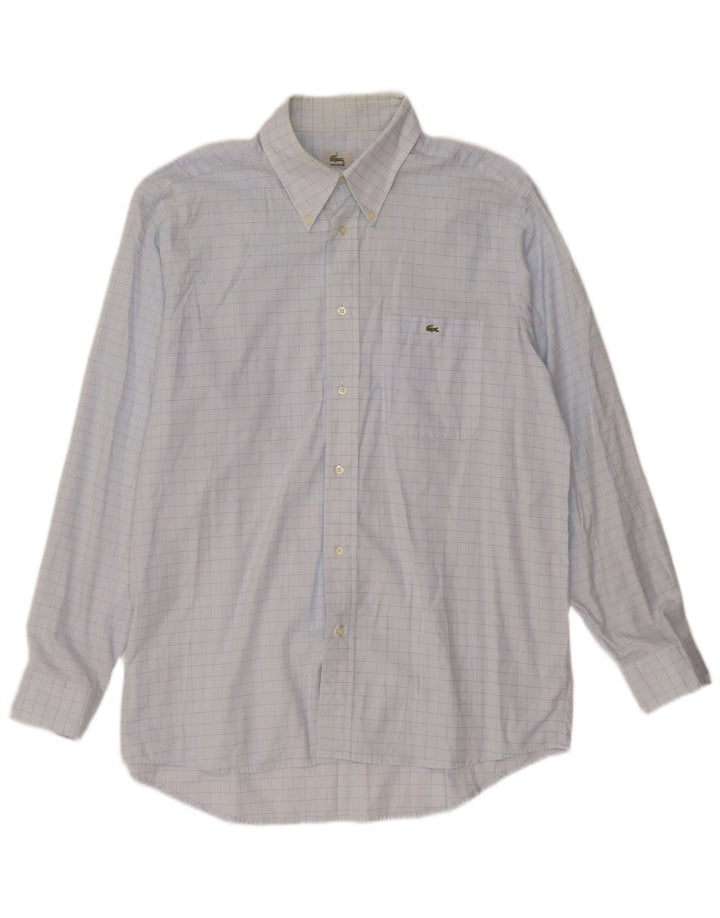 LACOSTE Mens Shirt Size 41 Large Blue Check Cotton