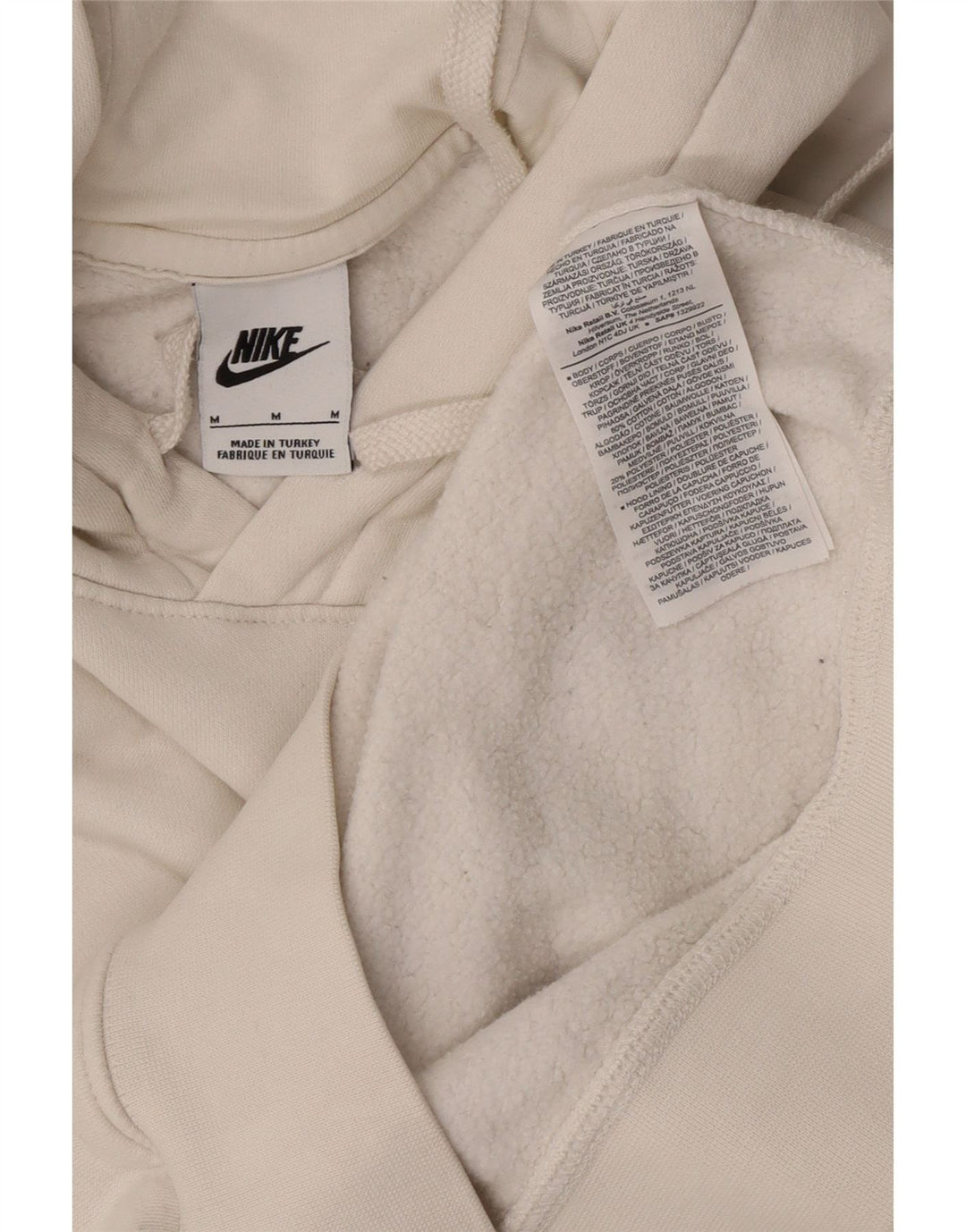 Nike Mens Hoodie Jumper Medium White Cotton