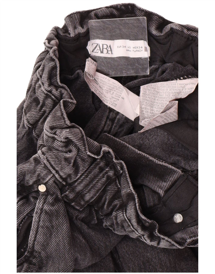 Zara Womens High Waist Tapered Jeans EU 34 2XS W24 L25 Grey Cotton Modern