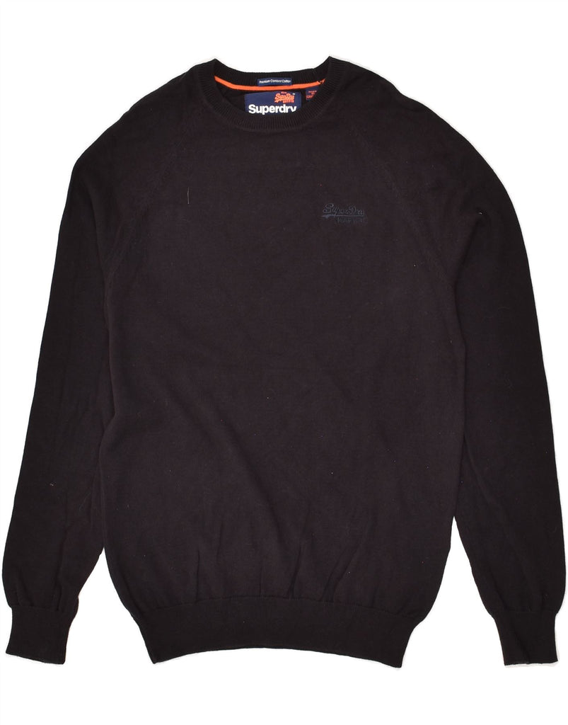 SUPERDRY Mens Boat Neck Jumper Sweater Small Black Cotton | Vintage Superdry | Thrift | Second-Hand Superdry | Used Clothing | Messina Hembry 