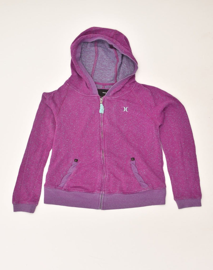 HURLEY Womens Zip Hoodie Sweater UK 12 Medium Purple Cotton | Vintage Hurley | Thrift | Second-Hand Hurley | Used Clothing | Messina Hembry 