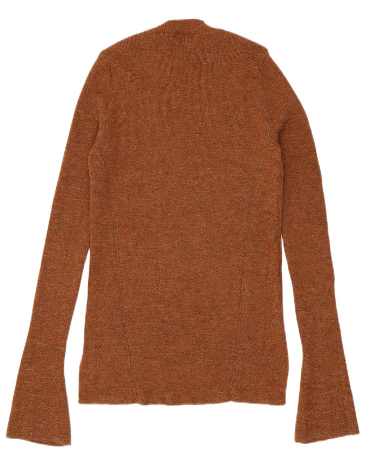 Zara Womens Crew Neck Jumper Sweater UK 12 Medium Brown