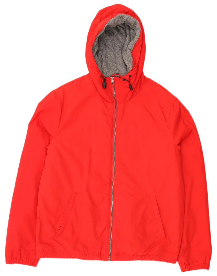 Benetton Mens Hooded Bomber Jacket UK 38 Medium Red Sports