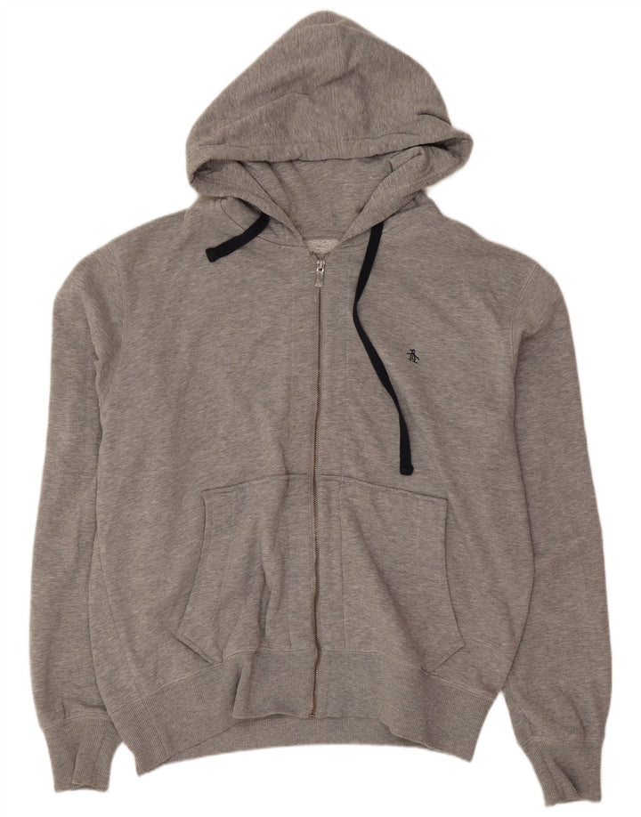 Penguin Mens Zip Hoodie Sweater 2XL Grey Polyester