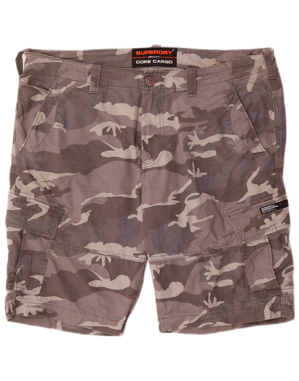 Superdry Mens Cargo Shorts W38 XL Grey Camouflage Cotton