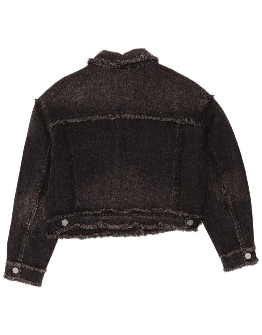 All Saints Womens Crop Oversized Denim Jacket UK 10 Small Black Cotton