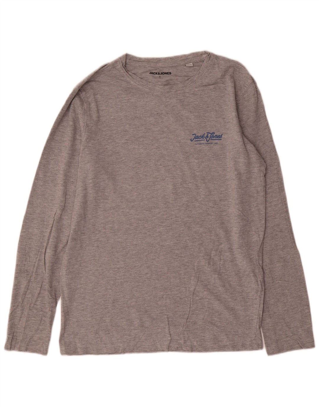 Jack & Jones Mens Top Long Sleeve Small Grey Flecked Cotton