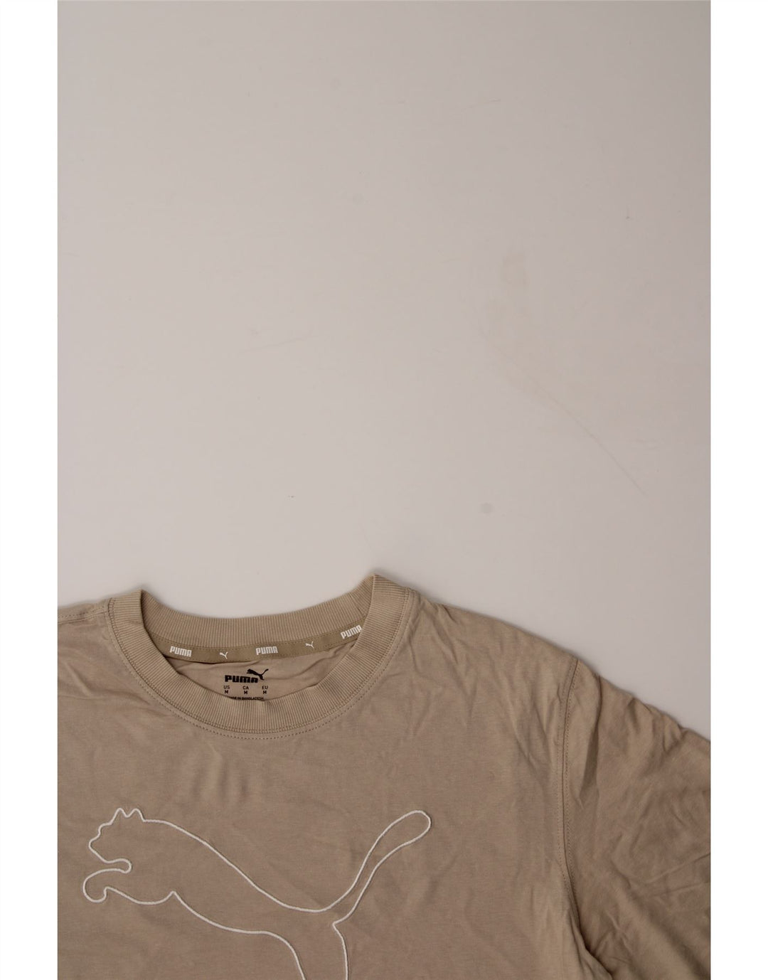 PUMA Mens Graphic T-Shirt Top Medium Beige Cotton Vintage Puma and Second-Hand Puma from Messina Hembry 