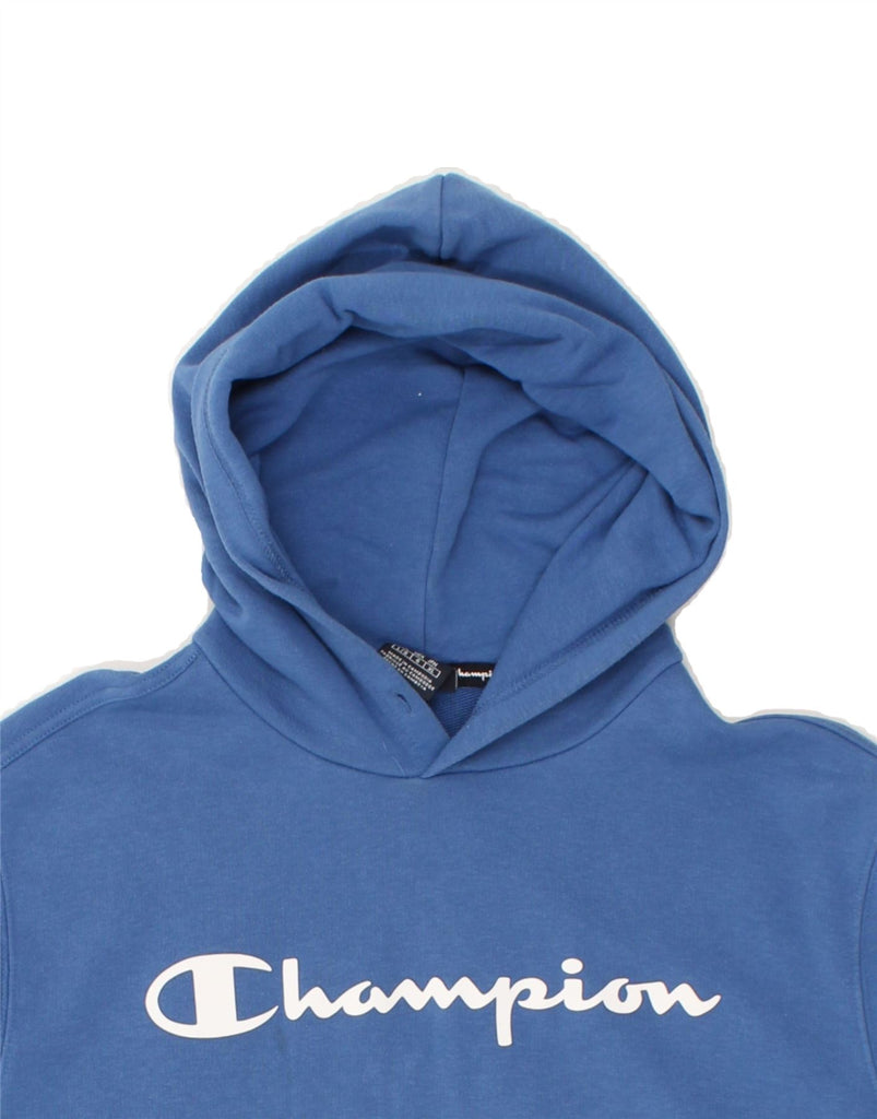 CHAMPION Mens Graphic Hoodie Jumper Large Blue Cotton | Vintage Champion | Thrift | Second-Hand Champion | Used Clothing | Messina Hembry 