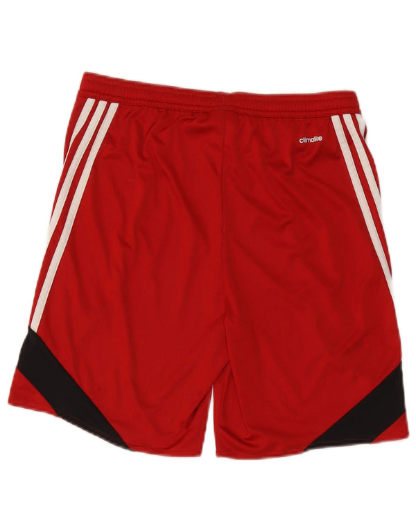 Adidas Boys Climalite Sport Shorts 13-14 Years XL Red Colourblock Polyester