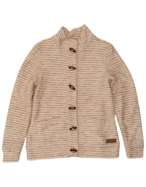 Weird Fish Womens Duffle Jacket UK 12 Medium Off White Striped Cotton
