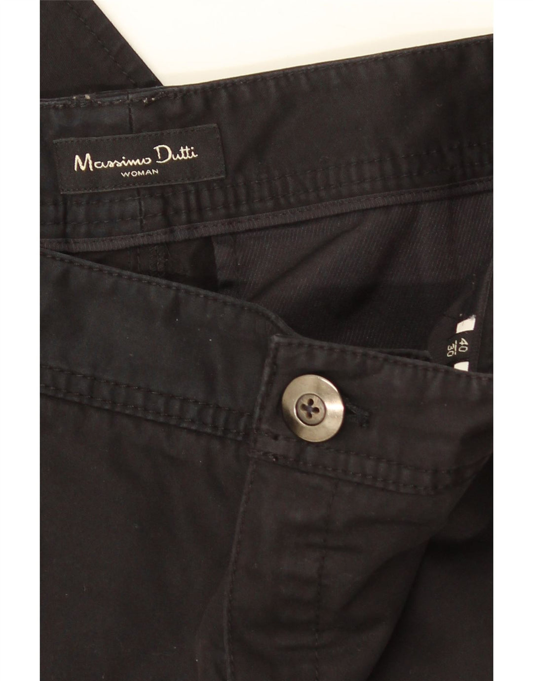 Massimo Dutti Womens Straight Chino Trousers EU 40 Medium W30 L30 Black