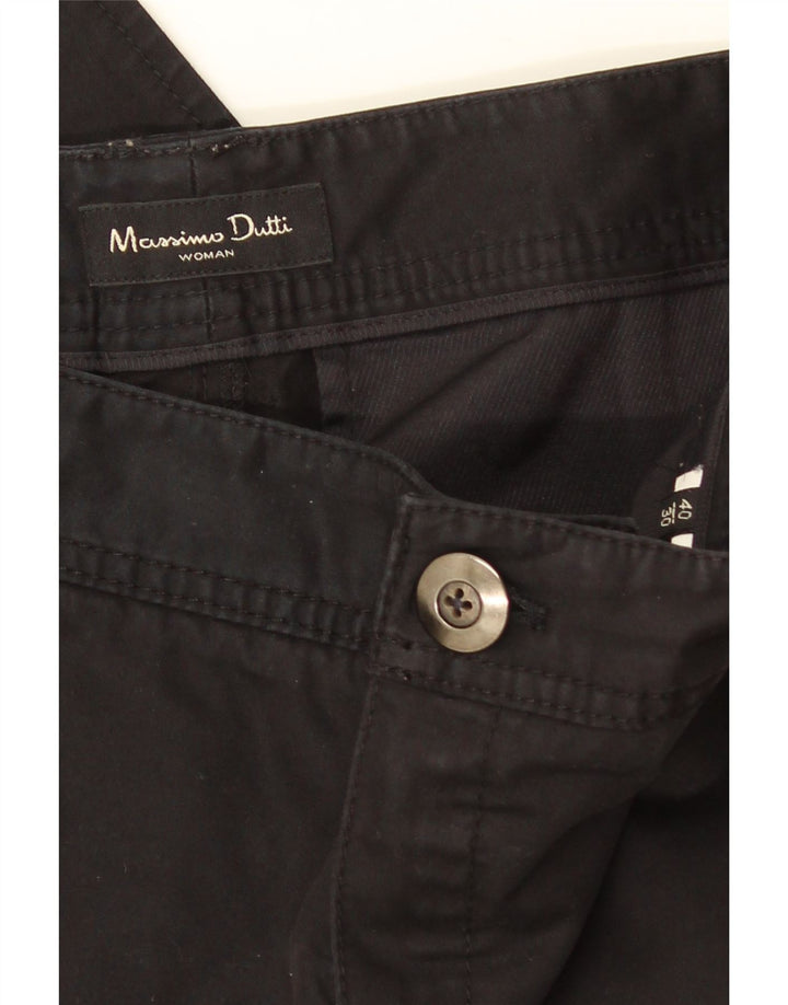 Massimo Dutti Womens Straight Chino Trousers EU 40 Medium W30 L30 Black