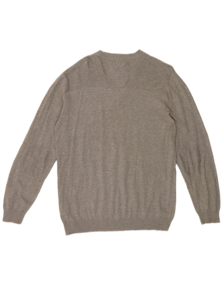 Jack & Jones Mens V-Neck Jumper Sweater XL Grey Cotton