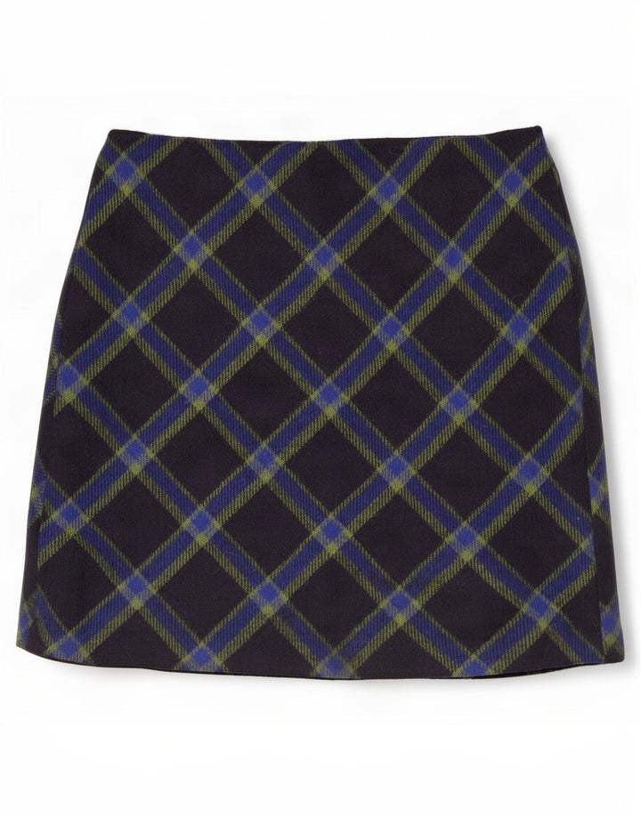 Hobbs Womens Mini Skirt UK 14 Large W32 Navy Blue Check Wool