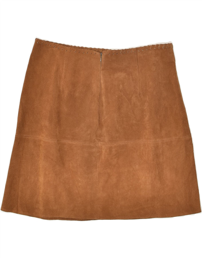 ZARA Womens Suede A-Line Skirt W32 Large  Brown | Vintage Zara | Thrift | Second-Hand Zara | Used Clothing | Messina Hembry 