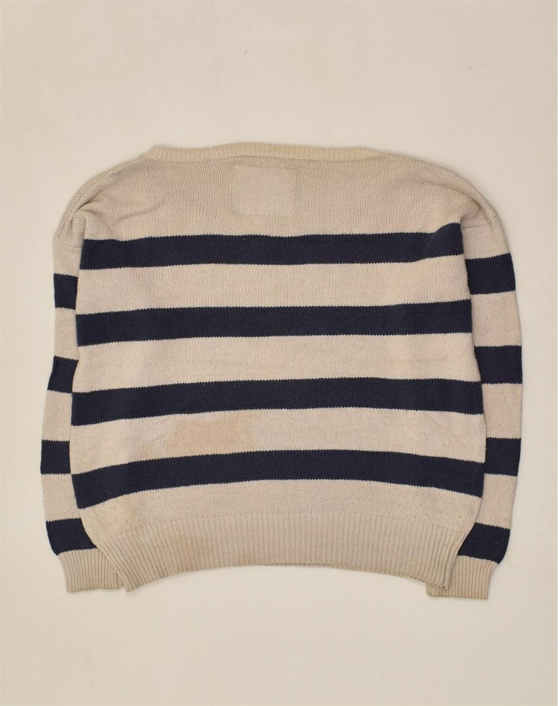 JACK WILLS Womens Boat Neck Jumper Sweater UK 14 Medium Beige Striped | Vintage Jack Wills | Thrift | Second-Hand Jack Wills | Used Clothing | Messina Hembry 