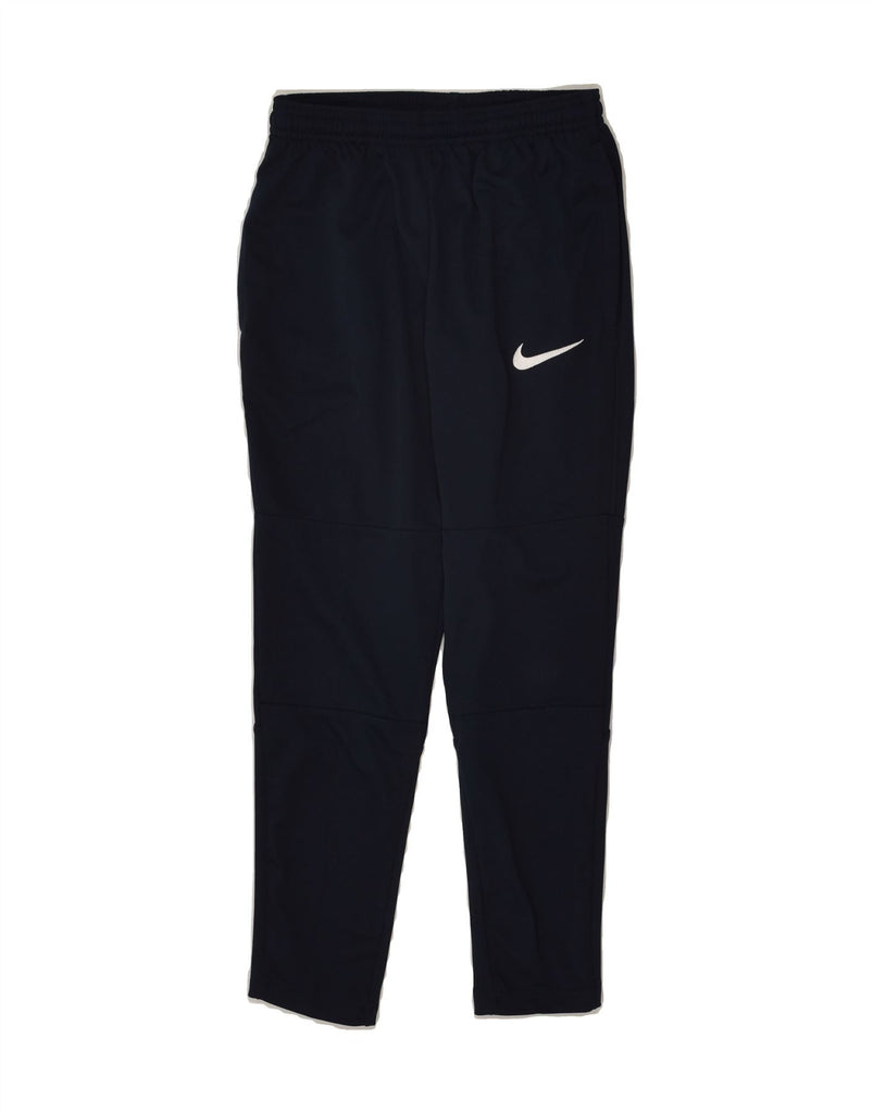 NIKE Boys Dri Fit Tracksuit Trousers 8-9 Years Small Navy Blue Polyester | Vintage Nike | Thrift | Second-Hand Nike | Used Clothing | Messina Hembry 