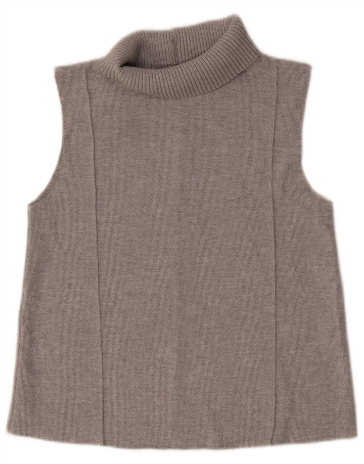 Zara Womens Roll Neck Vest Tank Top UK 10 Small Grey Polyester