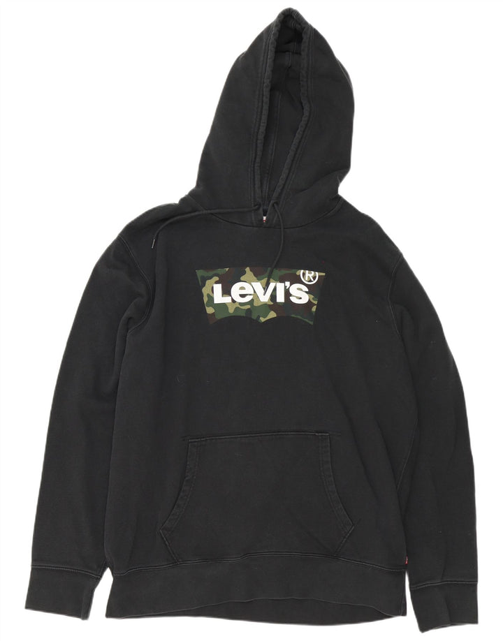 Levi's Mens Graphic Hoodie Jumper XL Black Cotton