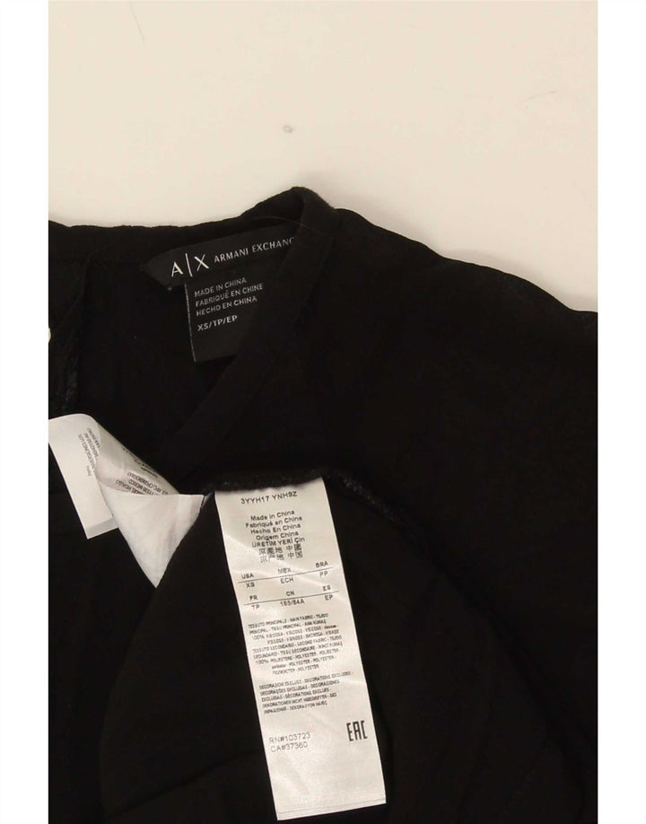 Armani Exchange Womens Blouse Top UK 6 XS Black Viscose